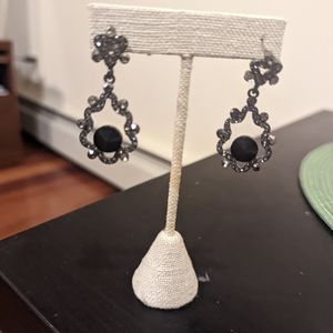 Black drop earrings with rhinestones